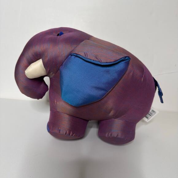 Vtg Jim Thompson 100% Silk Plush Elephant Stuffed Animal NEW Purple Kids Decor - Picture 1 of 8
